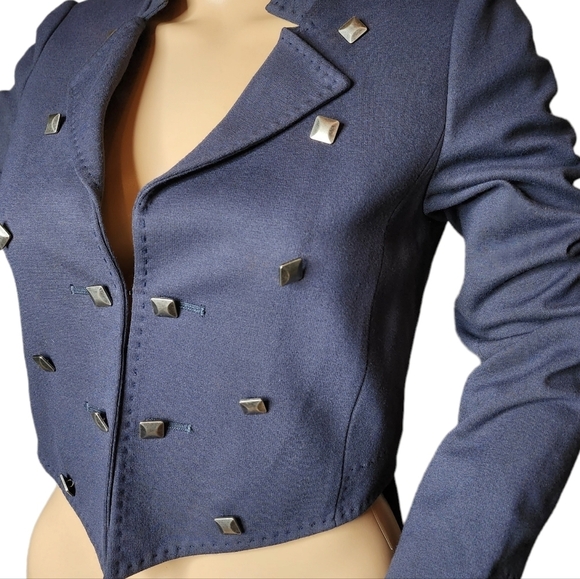 Rebecca Taylor ponte tuxedo navy studded blazer. - Picture 5 of 17